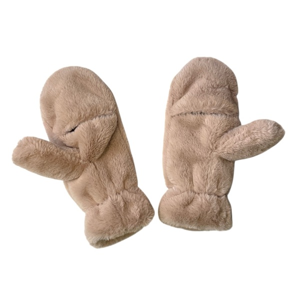 Faux Fur Convertible Mittens Gloves Dusty Pink One Size - Picture 2 of 6